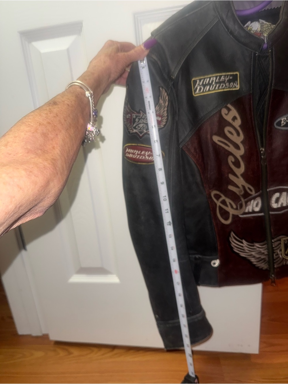 Harley-Davidson Black and Brown Leather Patchwork Women’s Biker Jacket - Picture 3 of 9